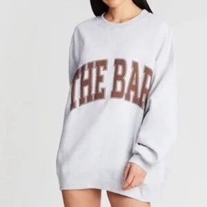 The Bar Varsity Sweatshirt sz M Medium, Gray and Brown